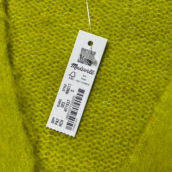 Madewell Brushed Fuzzy Alpaca Wool Cardigan Cropped Sweater Womens Small NWT - Picture 7 of 7